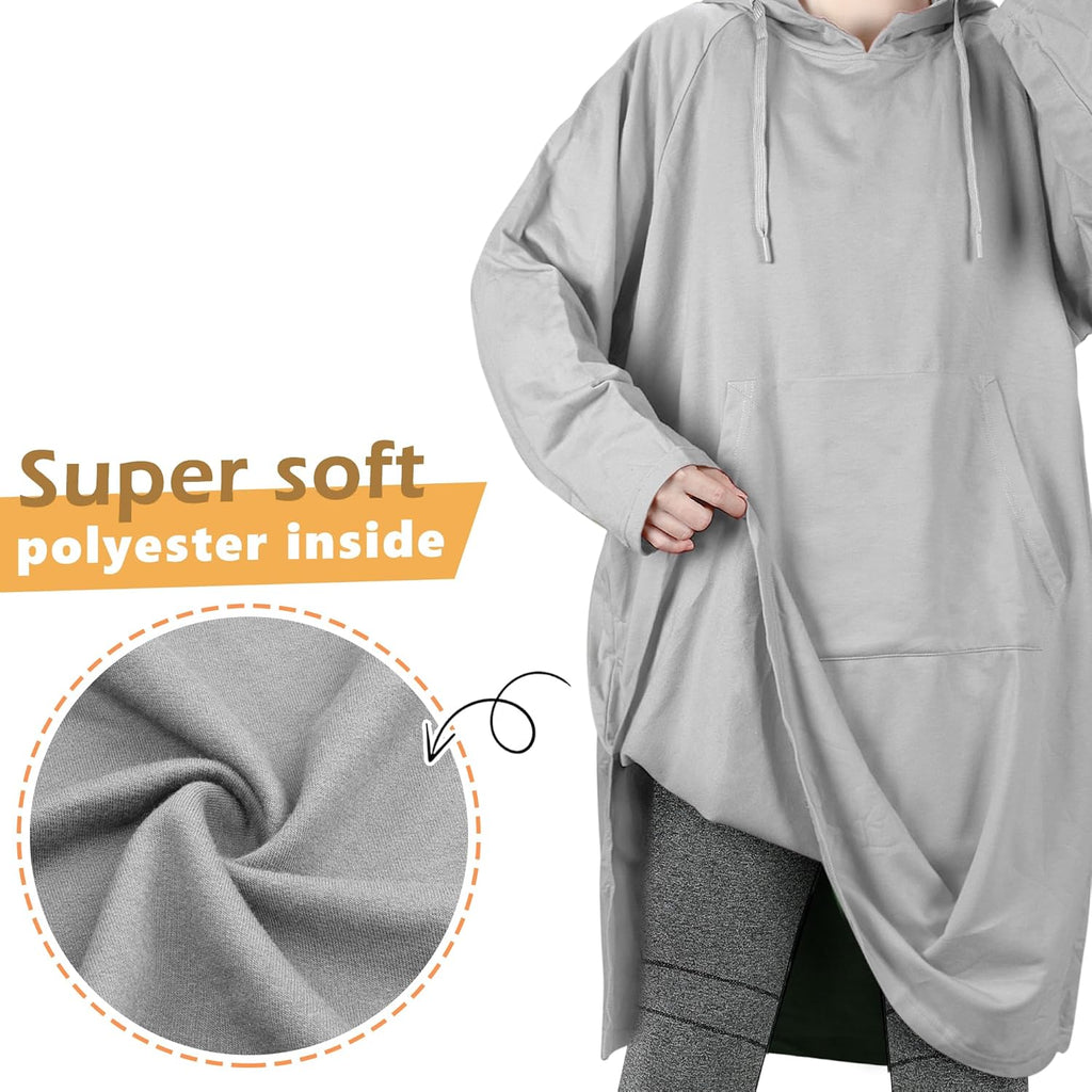 Women’S Hoodie Sweatshirt Dress, Casual Pullover Sweater with Kangaroo Pocket, One Size